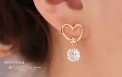 Korean fashion luxury charm drop pierced earrings zircon women love jewelry wholesale gift  free shipping