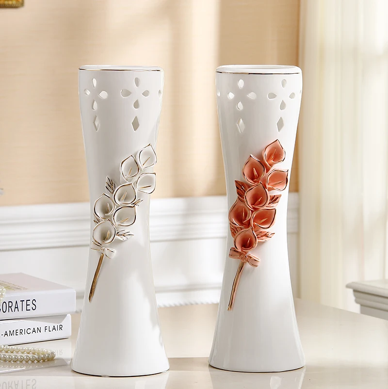 Can raise the water bamboo ceramic vase ornaments European style living room TV cabinet table flower decorations