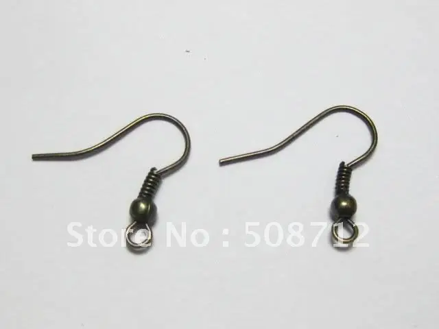 Free shipping!!!!!2000pcs/lot bronze colour earring hooks earring wires Free Nickel HEW0002