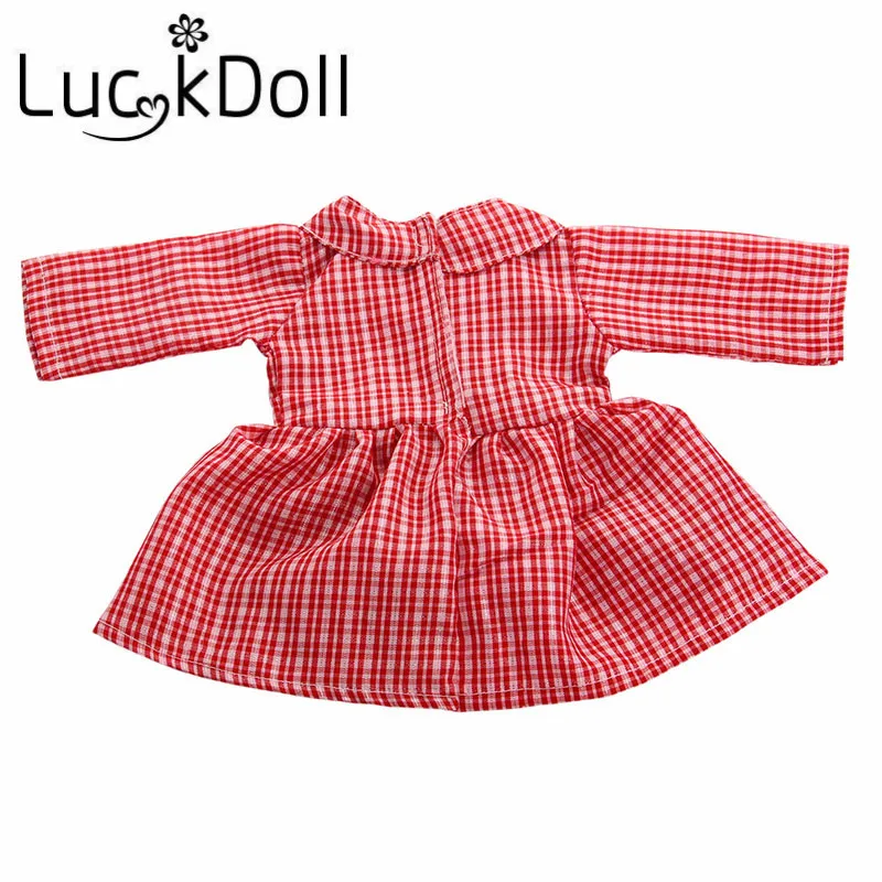 New Arrival Red Plaid Dress for 18-Inch American Doll, Best Gift for Children