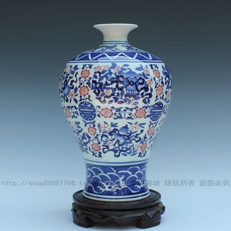 

christmas Ceramic vase blue and white porcelain antique green vase home decoration