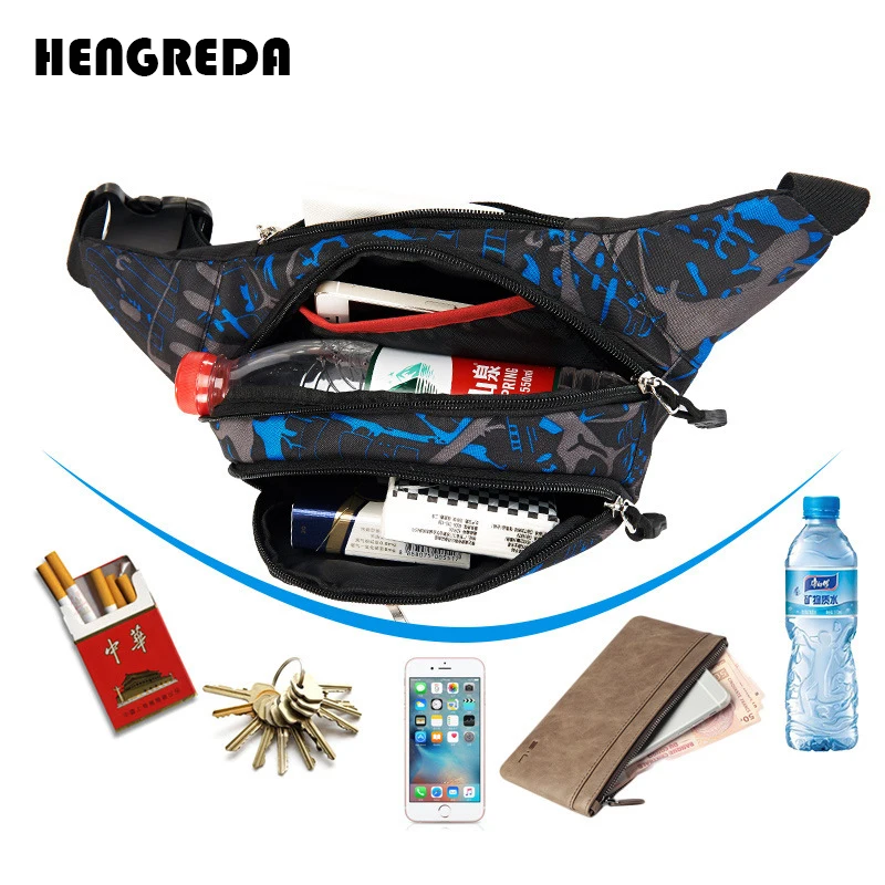 Hengreda 2018 Fanny Pack Waist Bag Bum Pocket Men Casual Travel Belt Bag Bicycle Women Fashion Nylon Waterproof Crossbody Bags