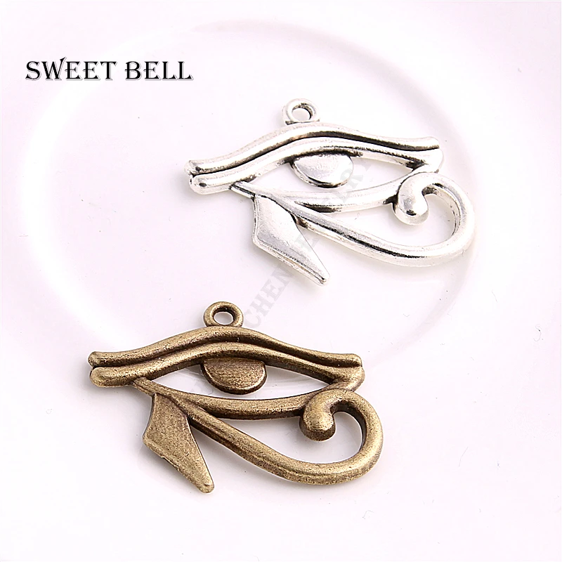 SWEET BELL 20pcs 26*32mm two color Rah Egypt Eye Of Horus Egyptian Charms Pendants for Necklace Bracelet Jewelry Making D6150