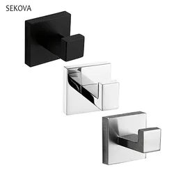 Mirror Polished /Matte Black /Brushed Stainless Steel Robe Hook Towel Hook Wall Mount Square Towel Robe Coat Hat Door Hanger