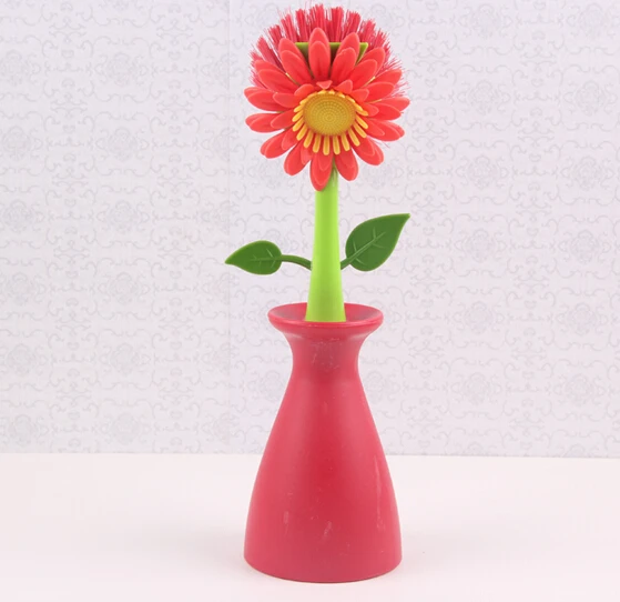 1PC newest sun flower wash  creative cleaning pan brush powerful decontamination wash pot brush Cleaning Cloth O0174