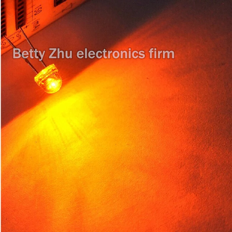 100PCS/LOT LED light-emitting diode light orange Straw hat 5MM transparent shell water clear