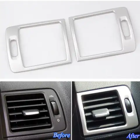 BBQ@FUKA New Stainless Steel Car Front Side AC Air Condition Vent Outlet Cover Trim For Volvo C30 S40 V50 C70 2004-2013