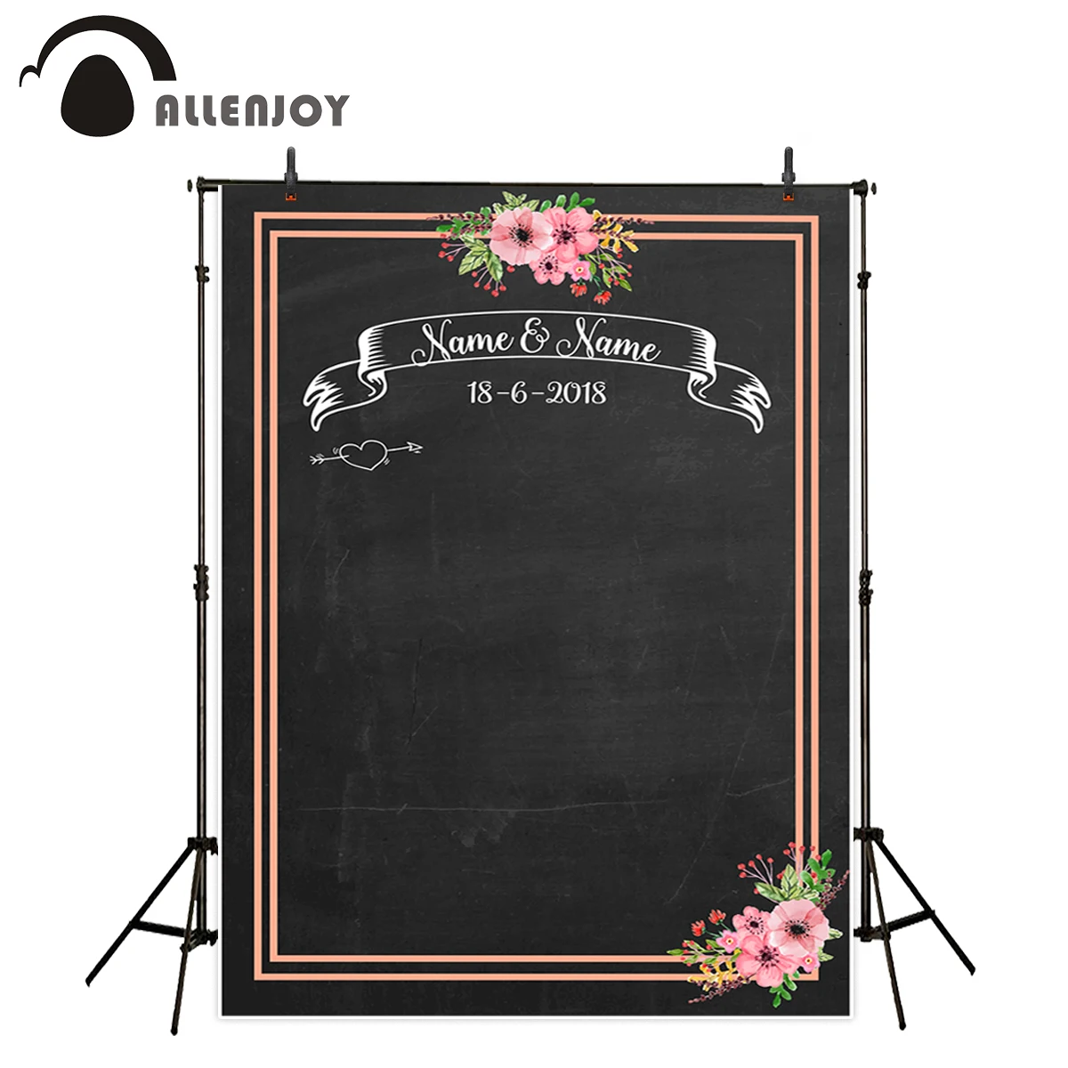 Allenjoy backdrop for photographic studio Chalkboard flowers romantic wedding customize background original design photocall