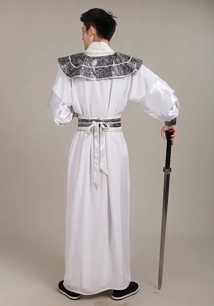 Traje chino antiguo para hombre, traje de actuación de escenario, Hanfu, bata de satén, vestido tradicional chino