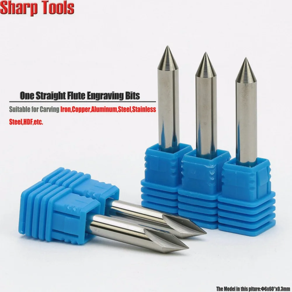 

6x0,3 мм 60 углов V Bit One Flute прямой фреза ЧПУ гравировальный инструмент 3D резьба импортная твердосплавная Концевая фреза для металла