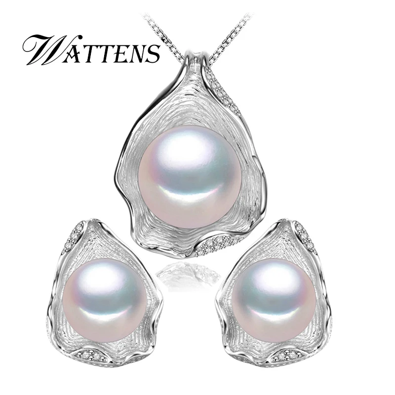 Freshwater Pearl Jewelry ,pearl pendant Jewelry Sets for Women Pearl Necklace/Earring Wedding Jewelry Set , Shell pendant design