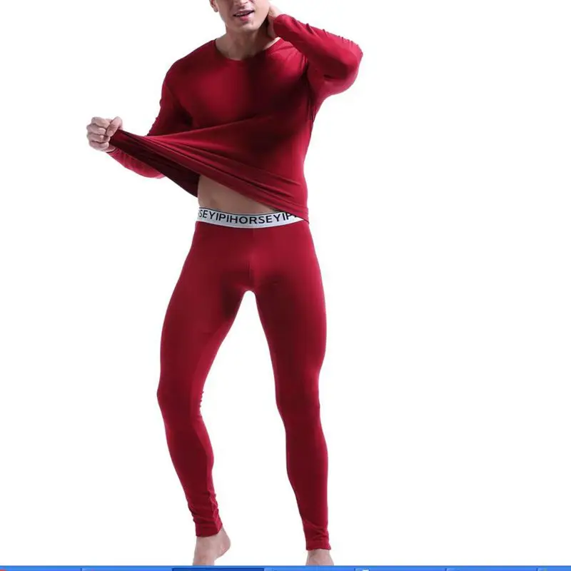 

Hot Thermal set cold Winter Men Sets Men's plus size thermal underwear base man Cotton shirt set warm Suit winter tops and pants