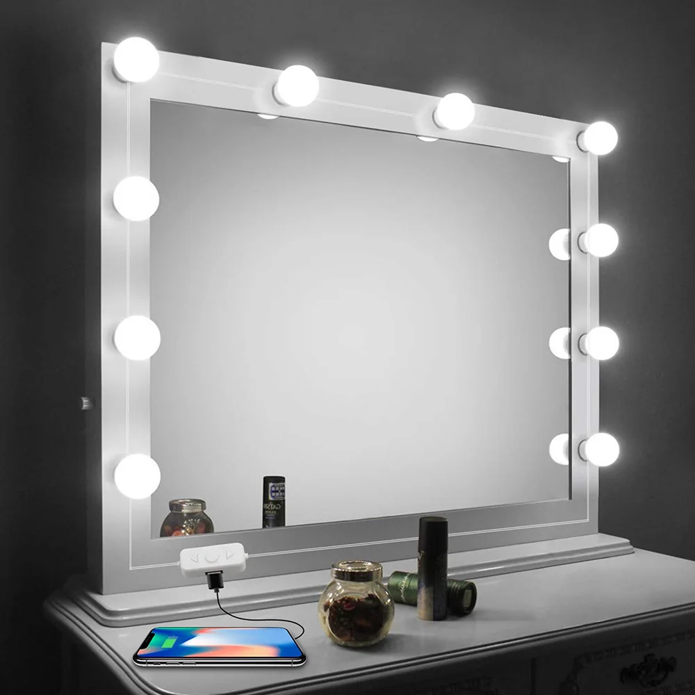 

Hollywood Mirror Light 10pcs/pack USB Power Supply Dimmable Vanity Lamp 4.5M High Brightness Night Light Makeup Fill Light