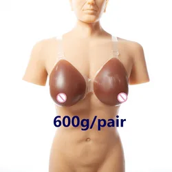 Fake Boobs 600g/pair B cup Black Silicone Breast Forms Drag Queen Artificial Breast