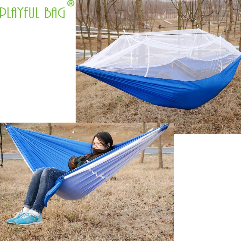 Outdoor products 260*140 high quality Mosquito Net Hammock specially customized 210T nylon spinning hammock Double zipper ZI09