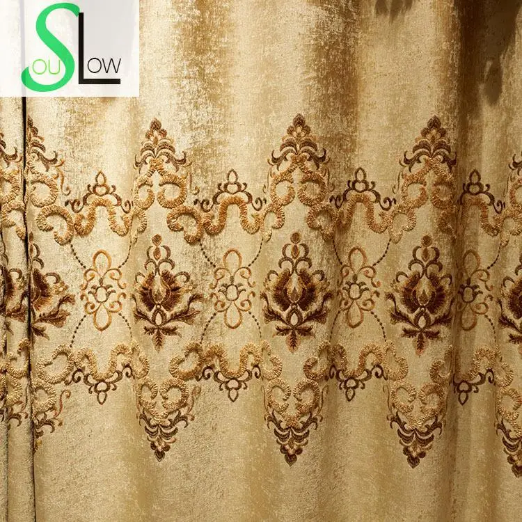 

Slow Soul Coffee Rome Heavy Curtain Chenille European Style Embroidered Cortinas Curtains For Living Room Kitchen Tulle Bedroom