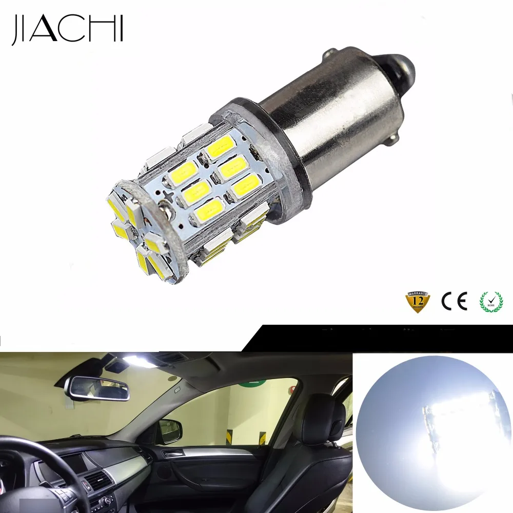 JIACHI 100PCS High Power T4W BA9S Led Bulb 3014Chip DC12V Replacement License Plate Light Parking Clearance Lamp Car Accessories