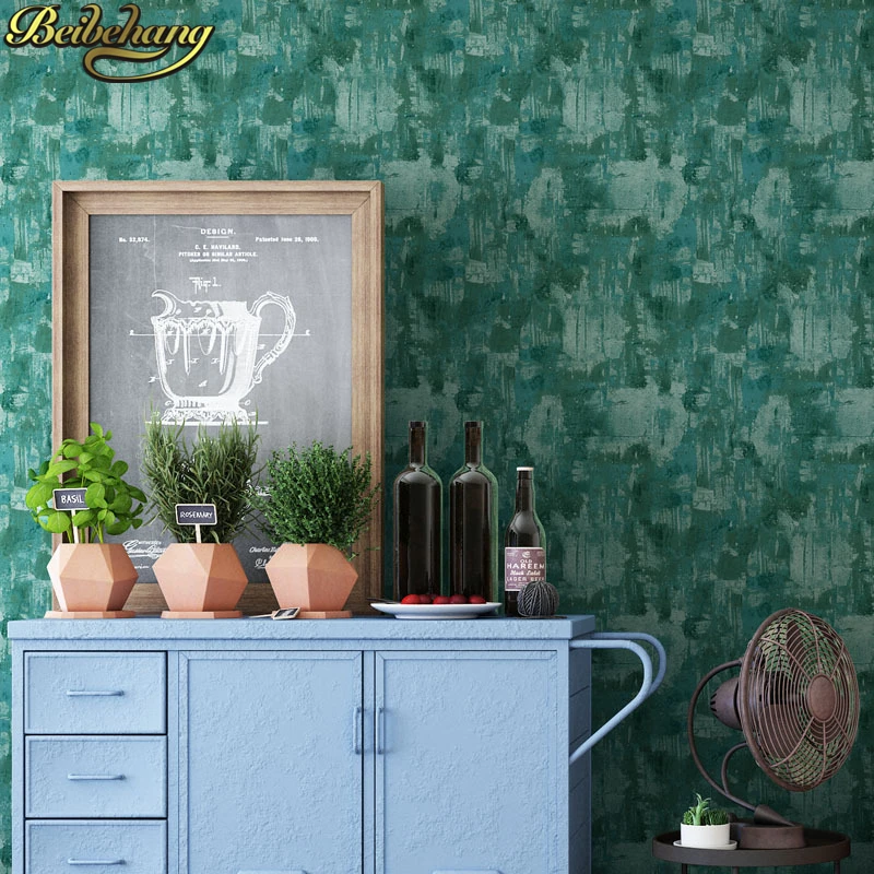 beibehang papel de parede para quarto Dark green cement Solid color Wallpaper for Walls Bedroom Living Room gray wall paper roll