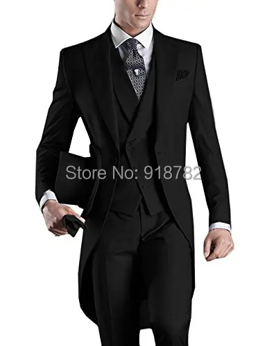 

Italian Men Tail Coat Wedding Groom Suit 2018 Gray Black White Navy Peaked Lapel 3 Pieces Long Suit Groomsman Terno Masculino