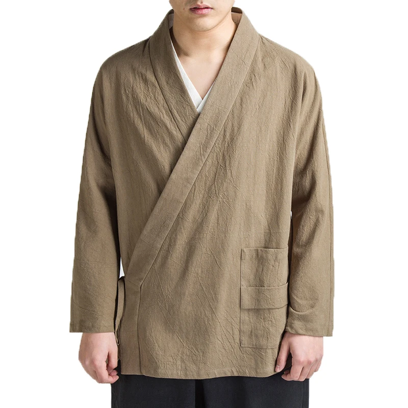 

Men Kimono Cardigan Traditional Open Stitch Men Cotton Linen Jacket Male Harajuku Outwear Mens Clothing Kongfu Coats 5XL