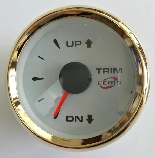 New Design Marine Boat Yacht Automotive Trim Gauge UP-DN 0-190 Ohms 9-32V 52mm 2 Inch 316L Gold Bezel White Dial 802-00062