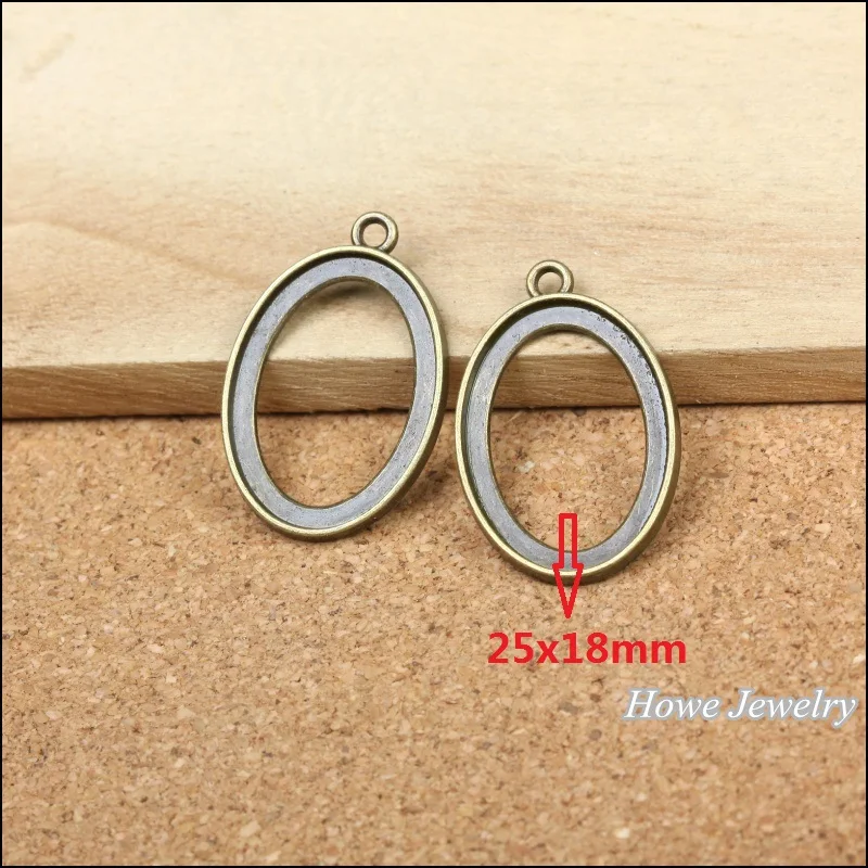 

Wholesale 70 pcs Vintage Charms Oval picture frame Pendant Antique bronze Fit Bracelets Necklace DIY Metal Jewelry Making