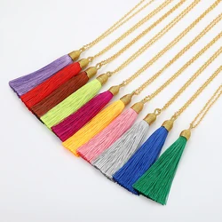 Fashion Long Tassel Pendant Necklace For Women Gold Color Chain Jewelry Vintage Statement Fringe Bohemian Necklace Collier Femme