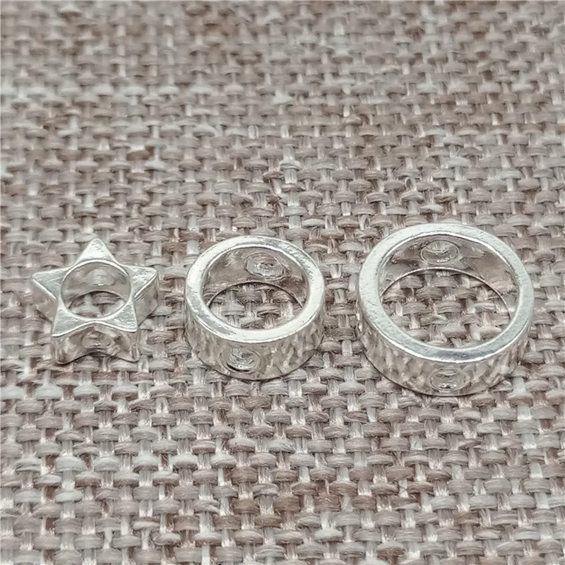 4pcs of 925 Sterling Silver Star and Circle Round Bead Frames for Pearl Beads Jewelry Findings