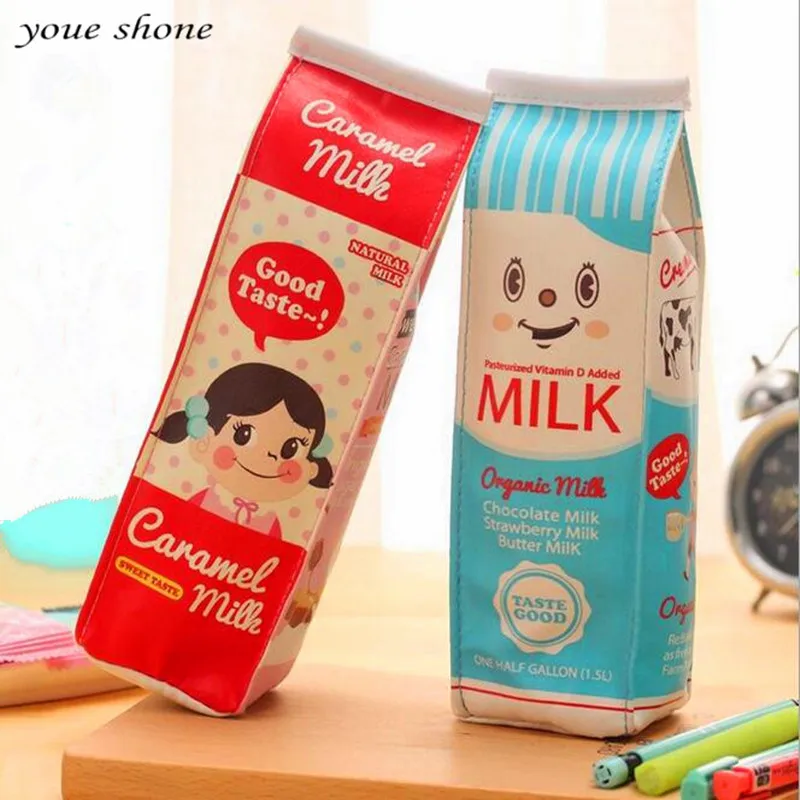 1PCS Milk Box Pencil Bag School Pencil Case Simulation Capacity Cute Admission Student Stationery Bagery Box Chancery Penalty