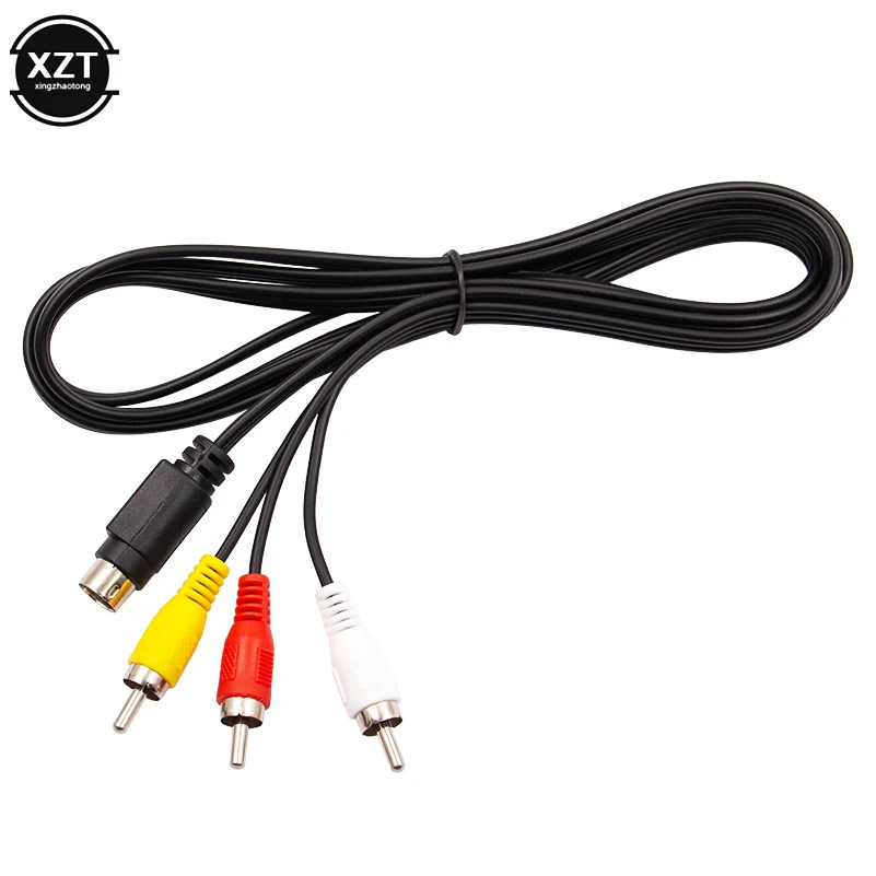 1.8M Retro-bit AV RCA Audio Video Cable for Sega Genesis 2 3 II III Connection Cord 3RCA to 9 pin Nickel Plated Plug Game Cable