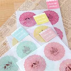 3pcs Kawaii Lace Various patterns stickers for Photo Album Glass bottle phone case decorative Art DIY Round Sealing sticker cute