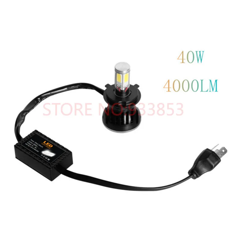 H4 40W 4000LM LED Motorcycle Headlight Bulb Headlamp High Low Conversion Beam  Driving Headlamp Motor Lights