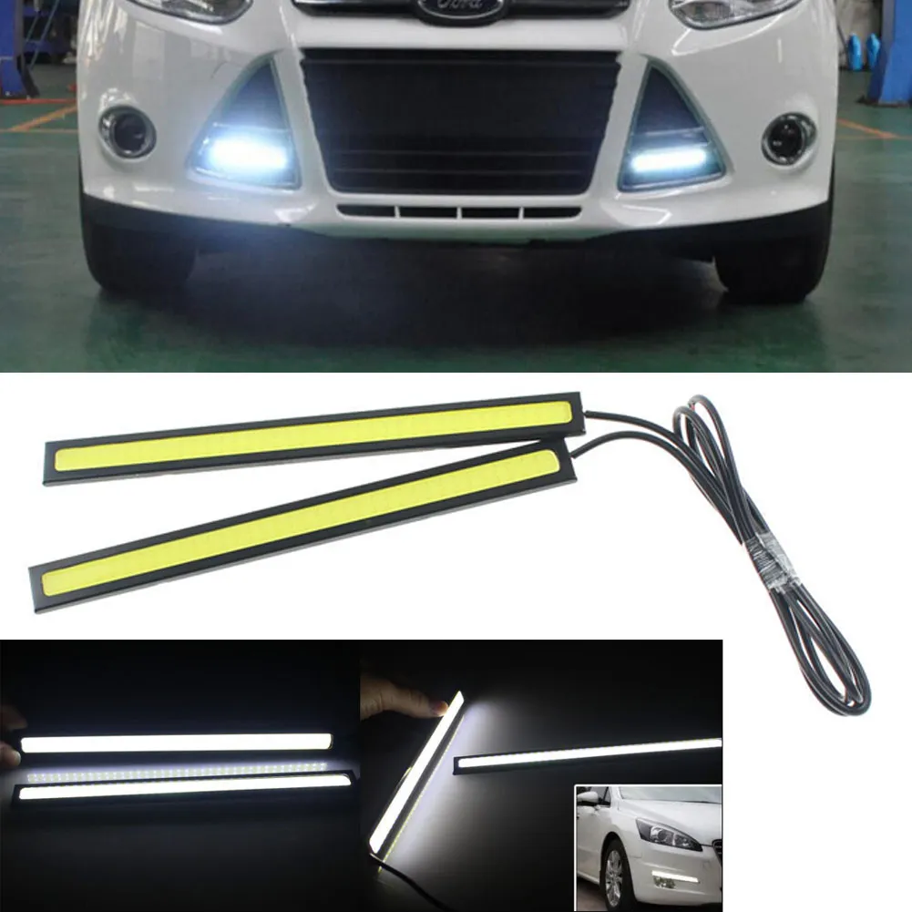 2Pcs กันน้ำ LED กลางแจ้ง Cool สีขาว/สีขาว/สีแดง17ซม.Universal COB ไฟ LED ทำงานกลางวัน D RL ขับรถ Strip Light