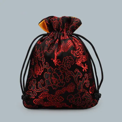 

10pcs Decorative Dragon Drawstring Silk Brocade Gift Bags for Jewelry Trinket Beads Bracelet Storage Pouch Packaging Coin Pocket