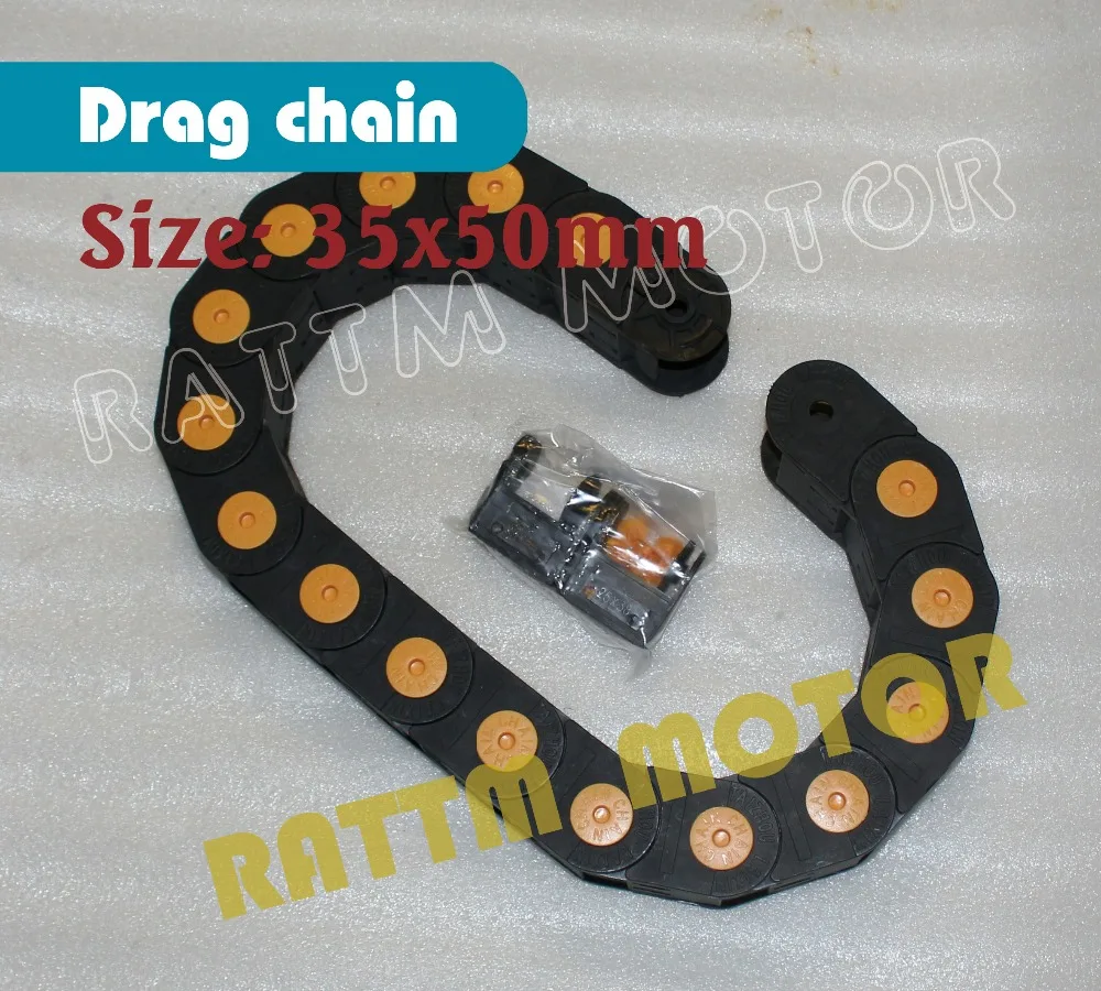 1M 35 x 50mm Cable drag chain wire carrier with end connectors plastic towline for CNC Router Machine Tools