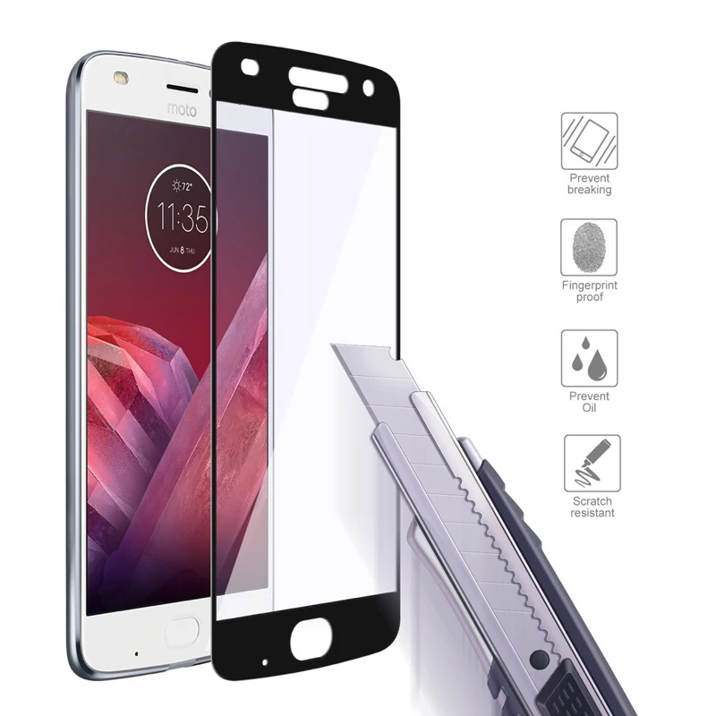 Esobest-tempered glass screen protector film for Motorola Moto Z3 play Z2 Play, full coverage, 2PCs