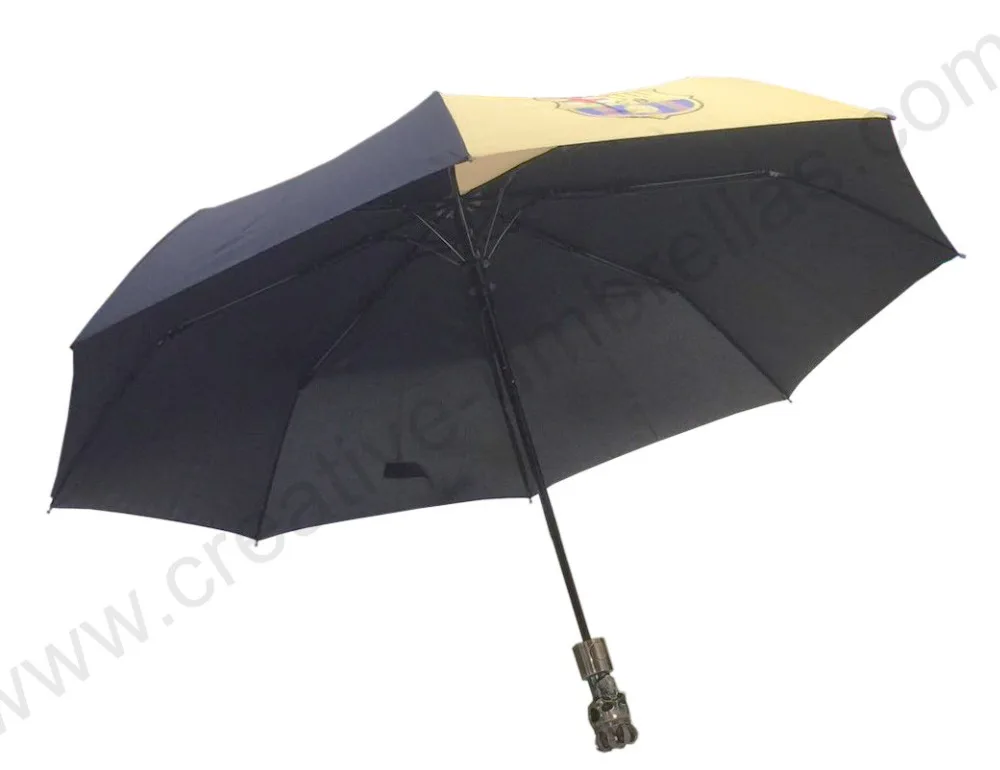 Customized mass cargo Oem Ex-factory three fold manual windproof promotion umbrella anti-rust advertising football club parasol