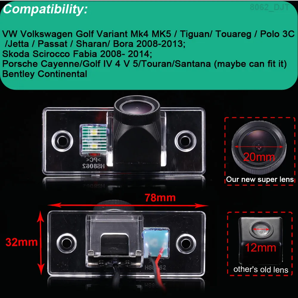 1280*720 Pixels 1000TV line 170 degree 20mm lens CCD Chip backup car camera For  Volkswagen golf variant MK4 MK5 Tiguan passat