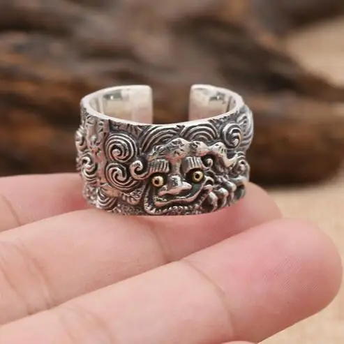 anillo-de-plata-925-hecho-a-mano-con-el-simbolo-de-pixiu-anillo-de-piyao-de-ley-vintage-fengshui-anillo-de-buena-suerte