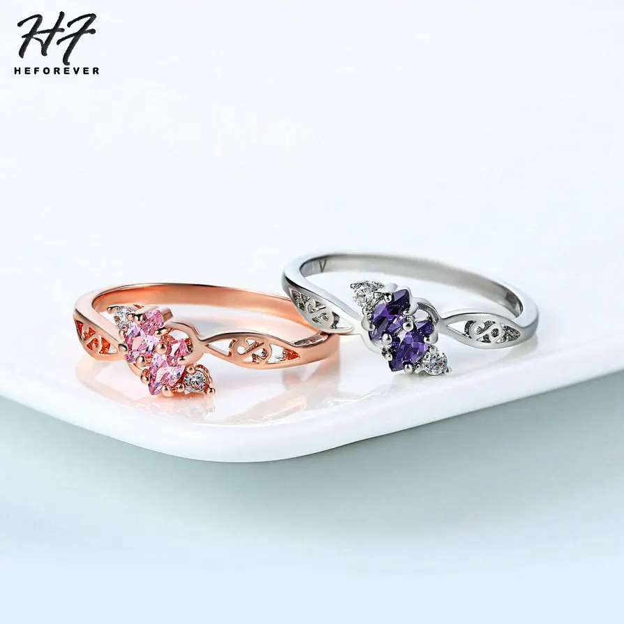 Delicate New Design Wedding Rings for Women Hollowed-out Rose White Gold Color AAA+CZ Christmas Engagement Fashion Jewelry R671