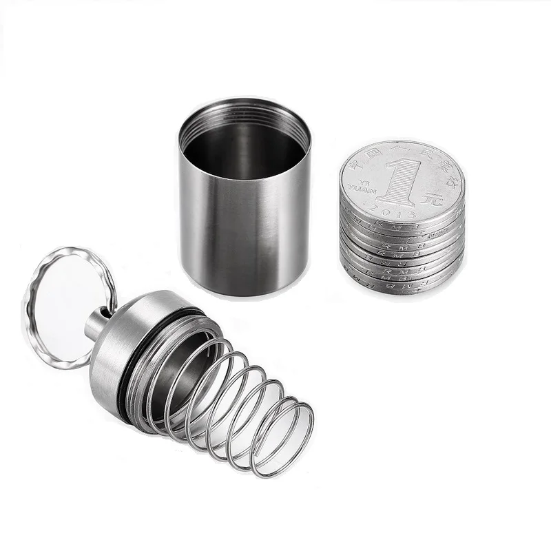 304 stainless steel waterproof warehouse creative coin tube sealed cans small pill box outdoor portable small medicine bottle