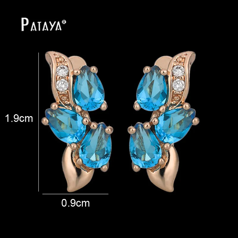 PATAYA Romantic Butterfly CZ Dangle Earrings 585 Rose Gold Color Natural Cubic Zirconia Jewelry Women Bohemian Drop Earring