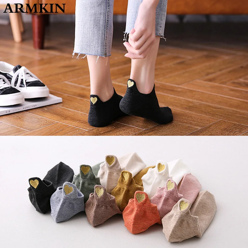 ARMKIN 1 Paar Mode Korea Socken Frau Ankle Socken Mädchen Baumwolle Farbe Neuheit Frauen Nette Herz nette Cartoon Casual Socken