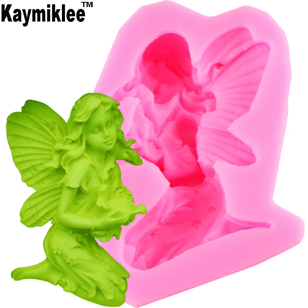 

M633 1PCS 3D Angel Girl Flower Fairy Candle Moulds Soap Mold Kitchen-Baking Resin Silicone Form Home Decoration 3D DIY Clay Craf