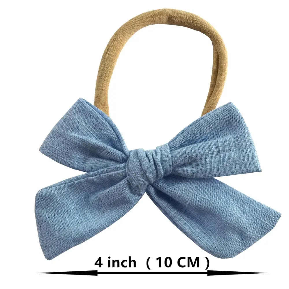 BEILARRY 3 PCS Large 4-inch Cotton Fabric bow headbands Baby Girls Soft Nylon Headband Elastic hairbands Hair bow Accessories