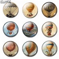 Cartoon Hot Air Balloon Glass Cabochons Round 30MM Fridge Magnet Crystal Decoration Refrigerator Magnetic Sticker Souvenirs Gift