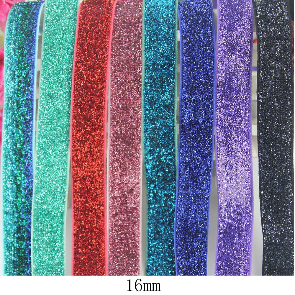 

9mm/16mm high quality elastic stretch glitter velvet ribbon Wedding Christmas Decoration ribbons Gift Wrap band 20 yards