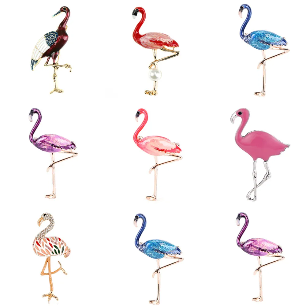 Moda Creativa Animale Flamingo Uccello Spilla Donne, Uomini Spilla In Metallo Per Le Donne di Modo Distintivo Spille trasporto libero Dei Monili