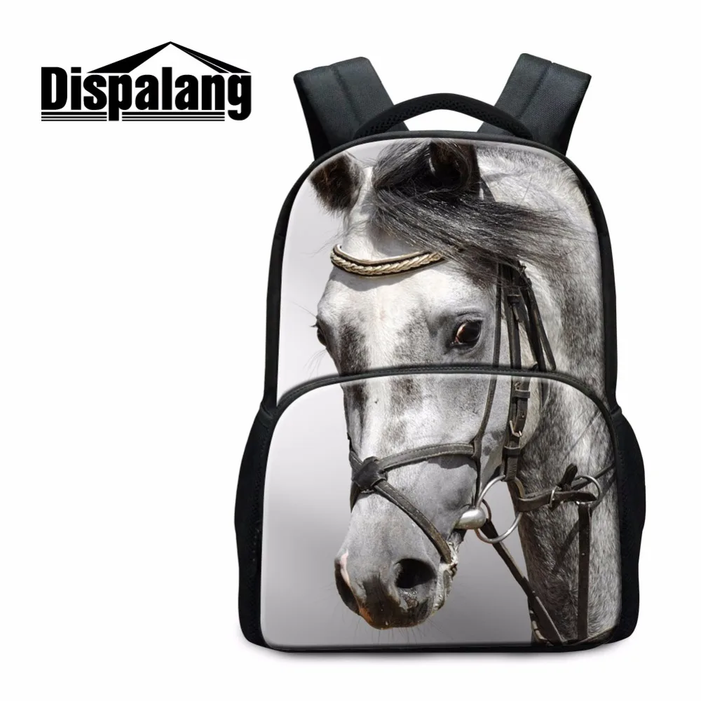 

Dispalang White Horse School Backpacks for Teenagers Boys Cute Bookbags Animal Felt Design Back Pack for Girls Stylish Mochilas