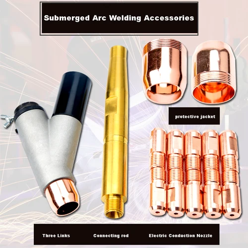 Imagen 1 del producto Accesorios de máquina de soldadura por arco sumergido, boquilla de protección de cobre, biela, embudo de fundente en T, 2 unidades por lote